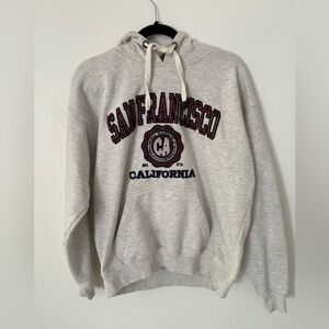 San Francisco Gray Hoodie Sweatshirt Applique 3D Letters Pocket Size: Large